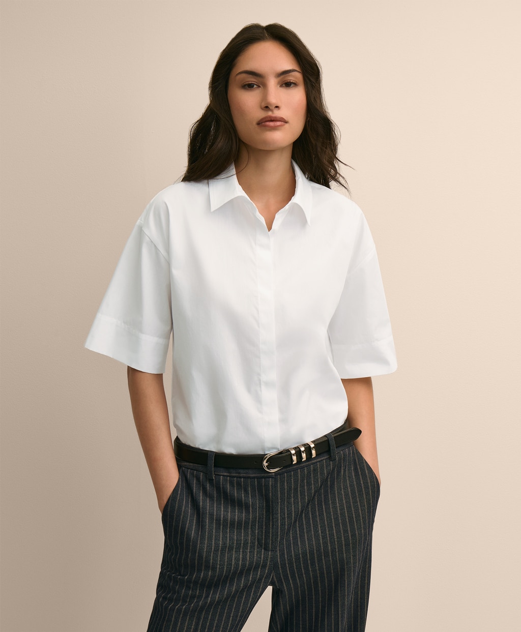 コットン ドロップショルダー ショートスリーブシャツ Classic Fit
