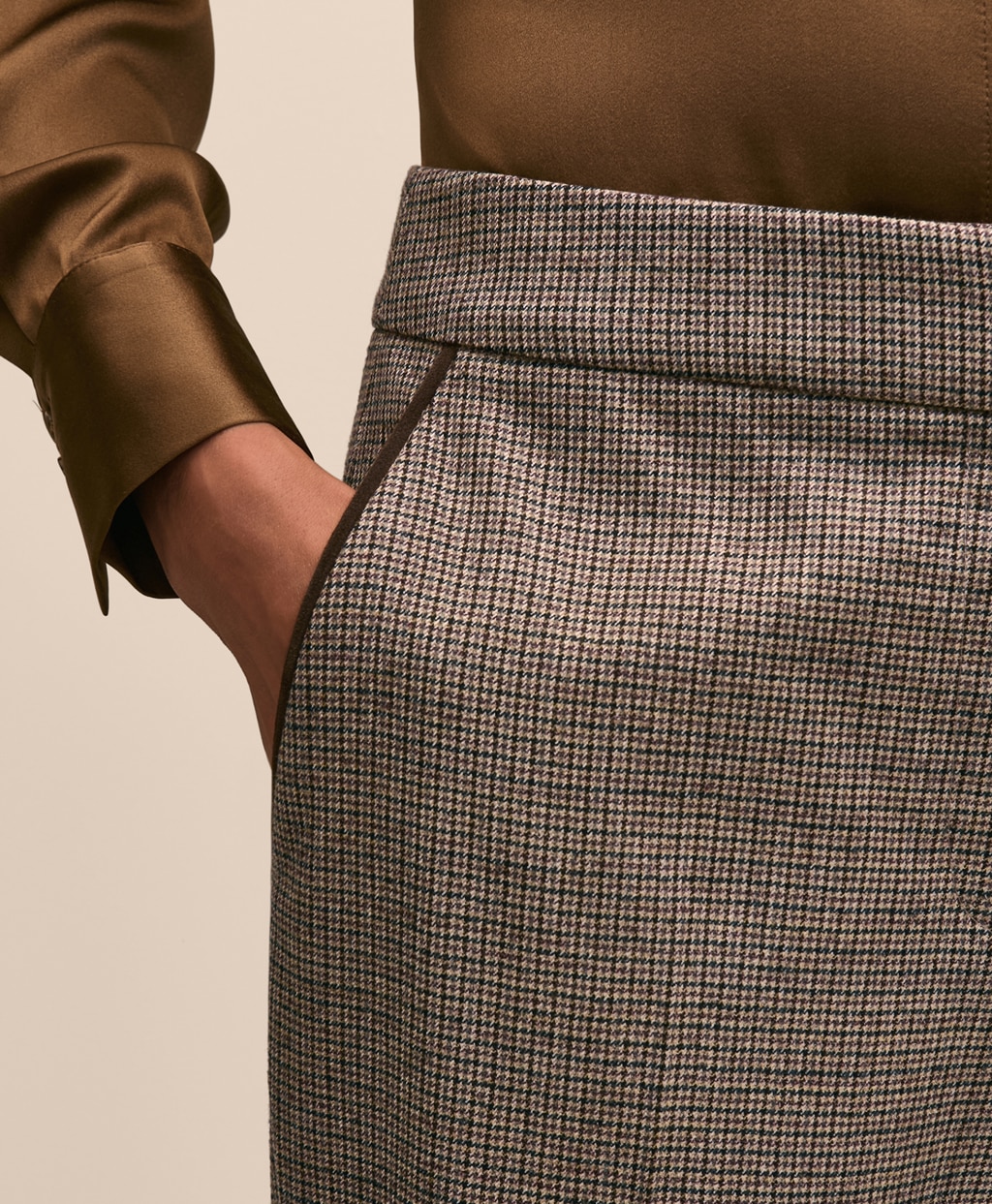 ウール　ハウンドトゥース　スリムレッグ　クロップドパンツ5
