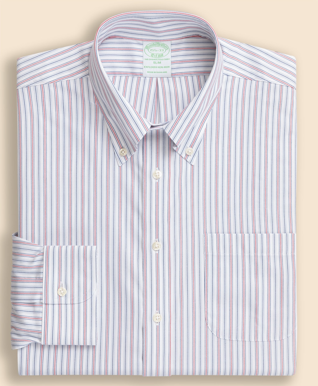 Brooks Brothers Explorer　ノンアイロン　アメリカンストライプ　ドレスシャツ　Slim Fit1