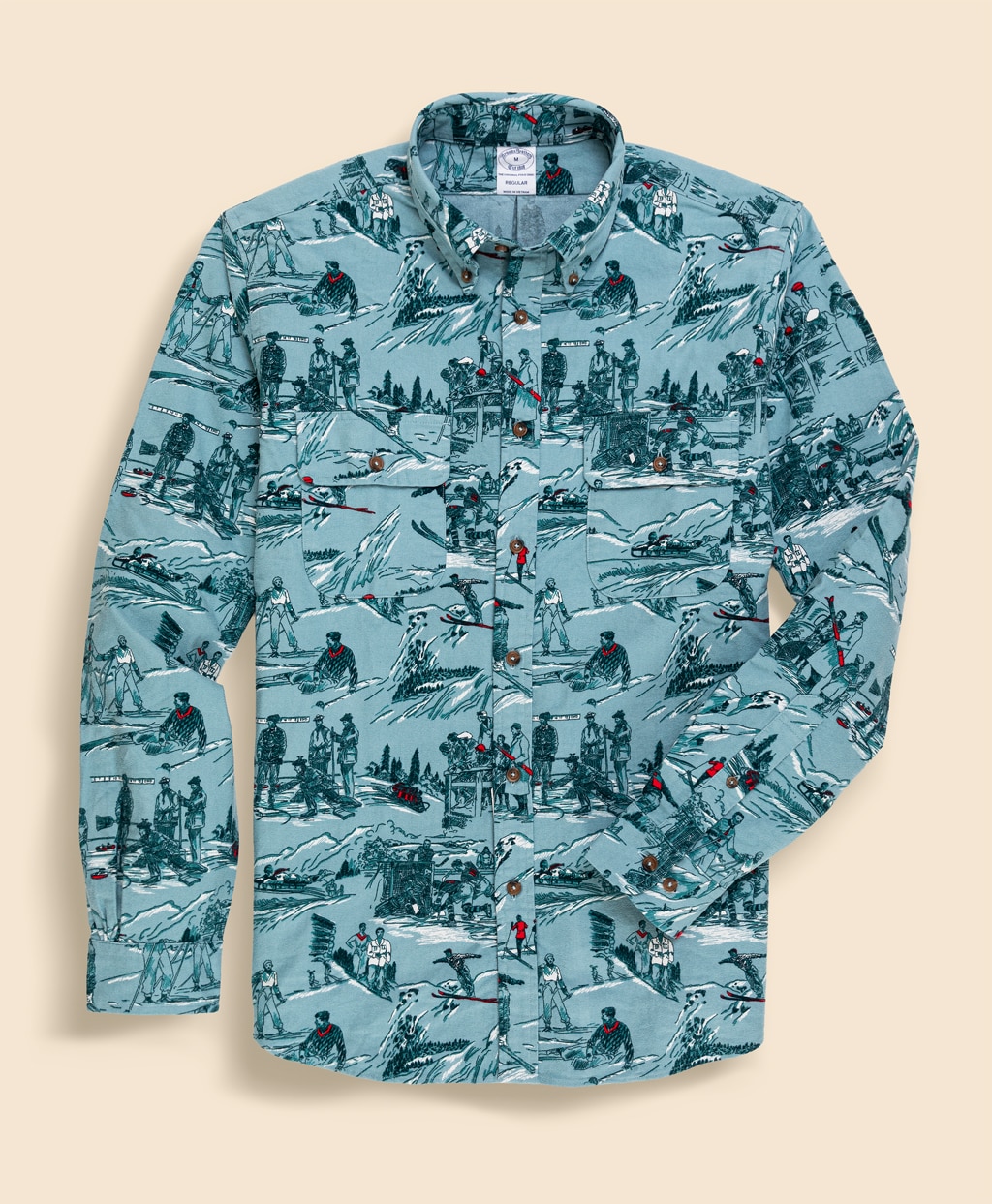 コットン　シャモアクロス　スキープリント　スポーツシャツ　Regular Fit1