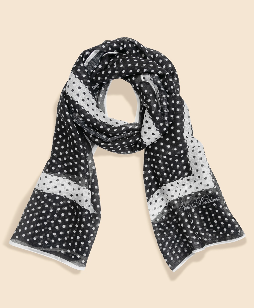 シルクブレンド　ドットプリント　オブロングスカーフ1