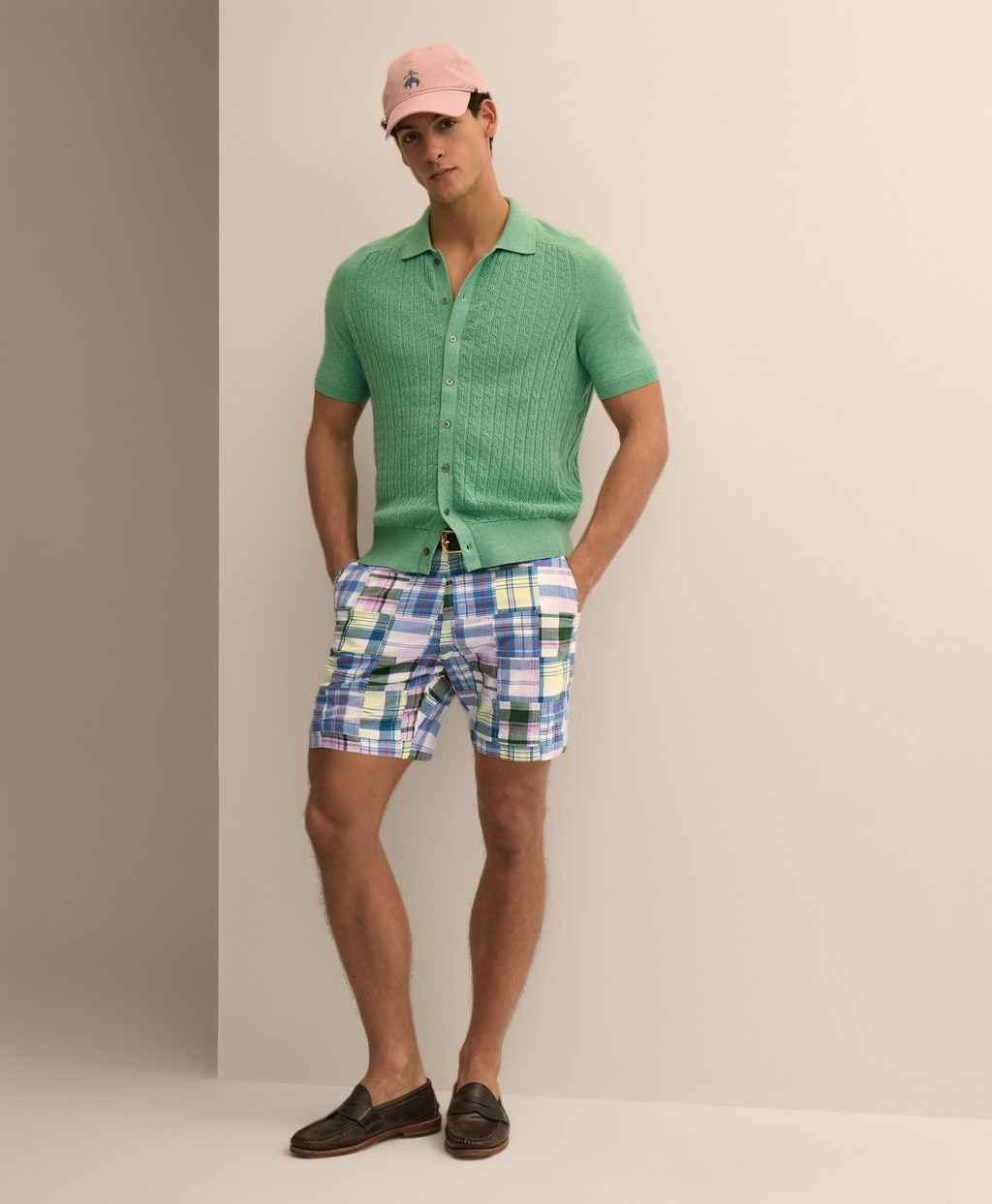 コットン　マドラスパッチワーク　7inショーツ1