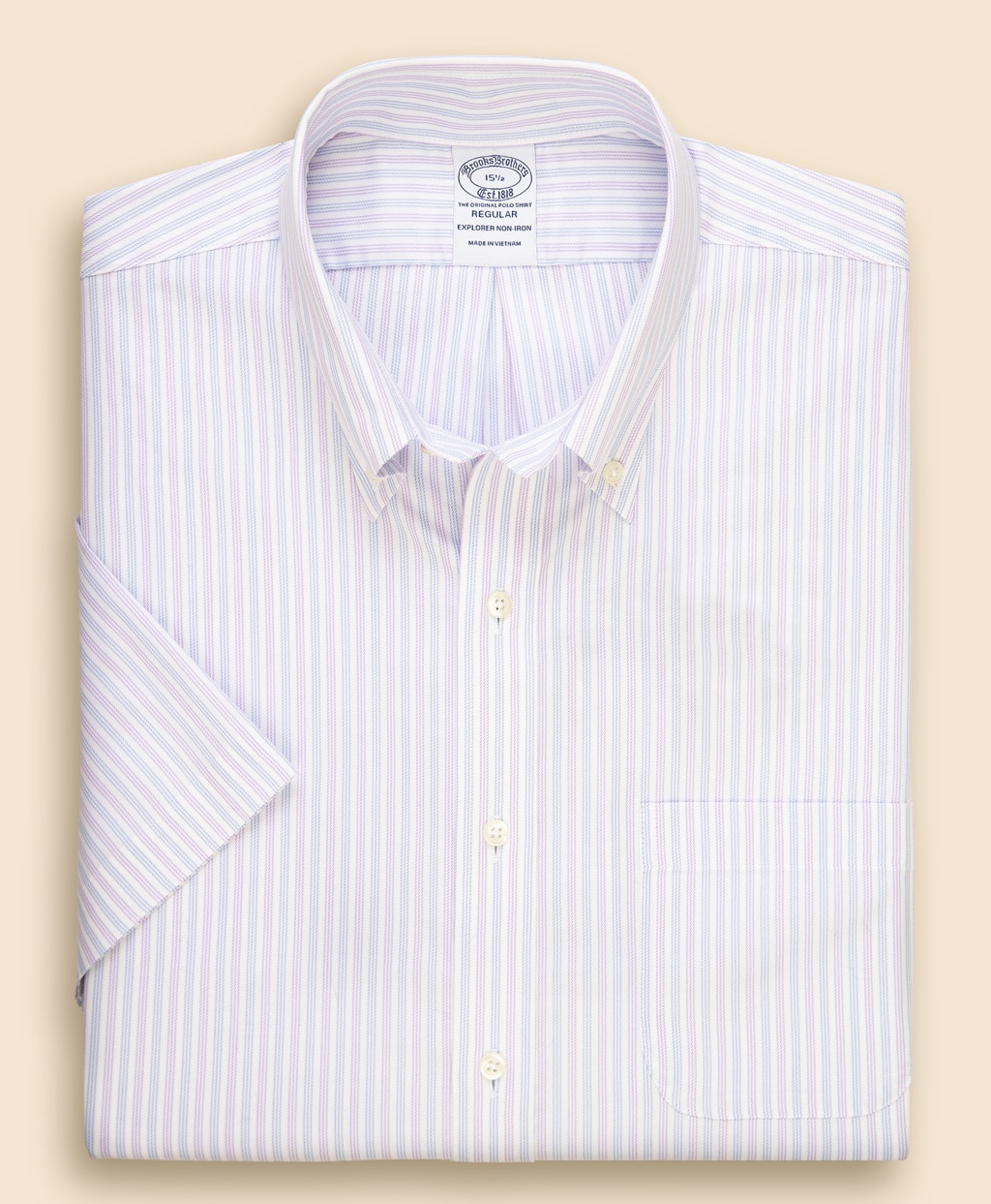 Brooks Brothers Explorer　ノンアイロン　ストライプ　ショートスリーブ　ドレスシャツ　Regular Fit1