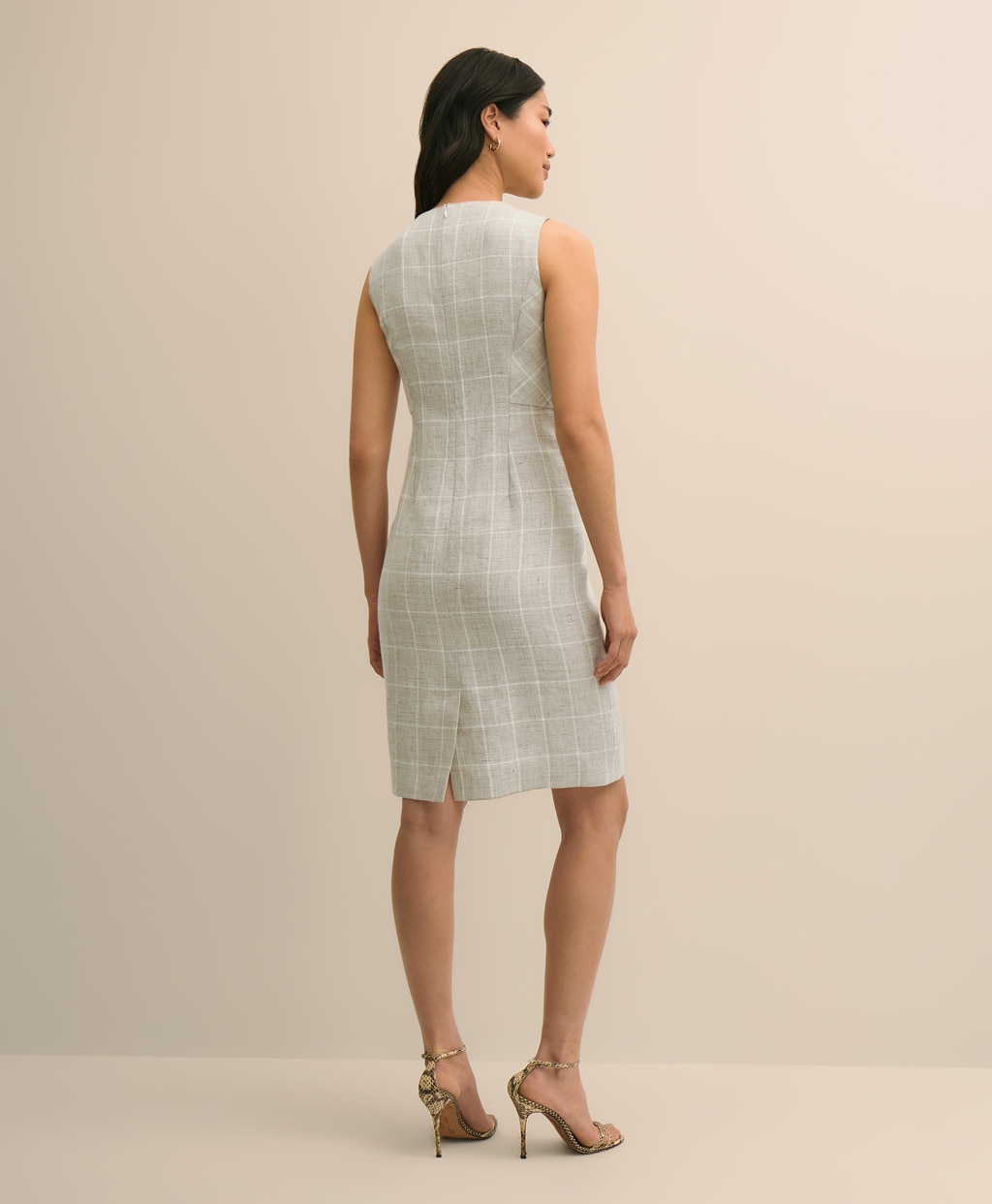 リネン／ウール　ウィンドウペイン　ノースリーブドレス2