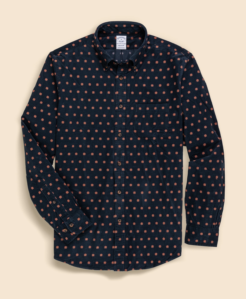 コットン　21-Waleコーデュロイ　フーラードプリント　スポーツシャツ　Regular Fit1