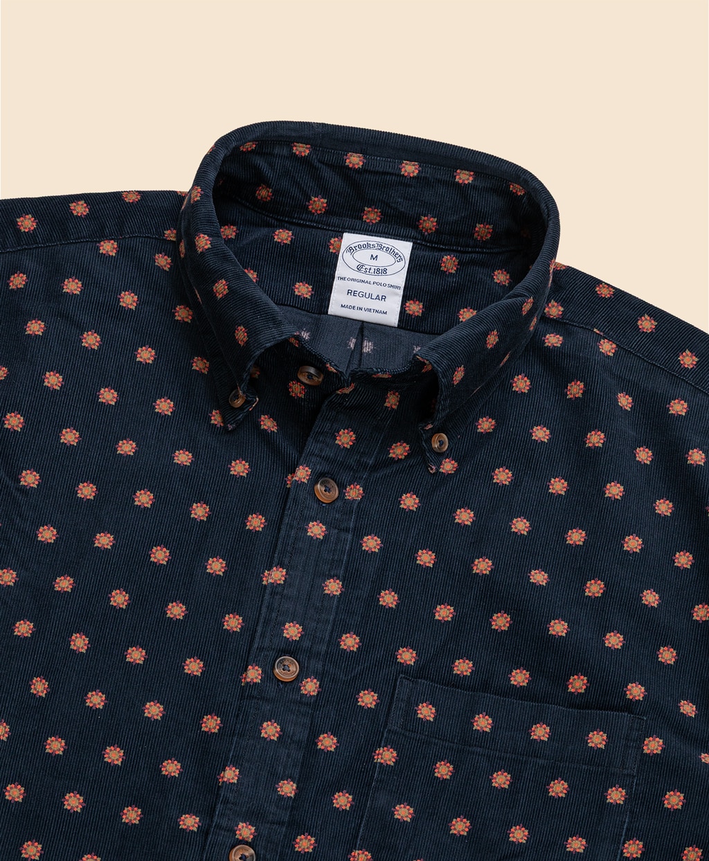 コットン　21-Waleコーデュロイ　フーラードプリント　スポーツシャツ　Regular Fit3