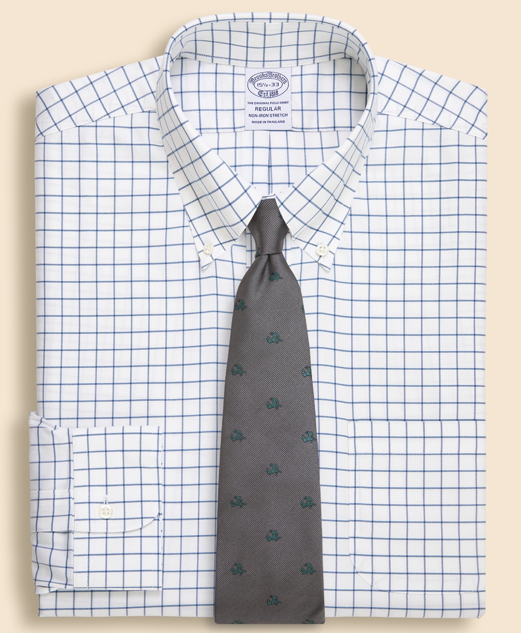 ノンアイロン　ストレッチヘリンボーン　　チェック　ドレスシャツ　Regular Fit