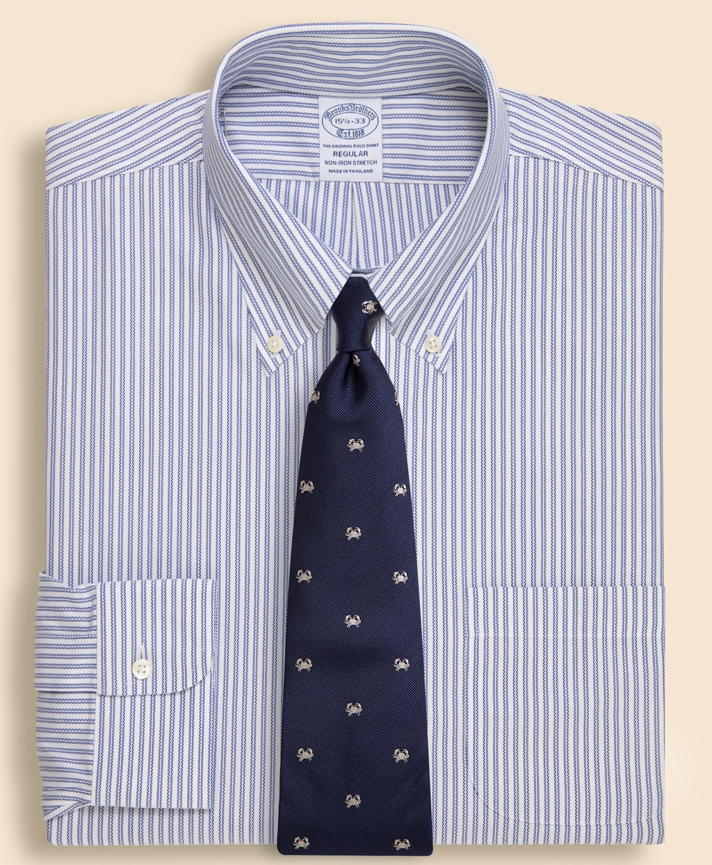 ノンアイロン　ストレッチロイヤルオックスフォード　ストライプ　ドレスシャツ　Regular Fit
