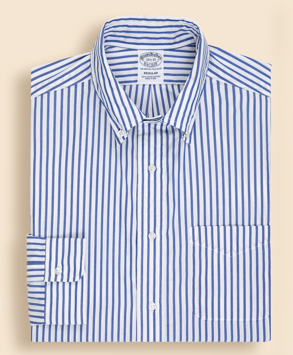 【BD125周年プリント対象メンズドレスシャツ】 スーピマコットン ボールドストライプ ドレスシャツ Regular Fit Made in USA3