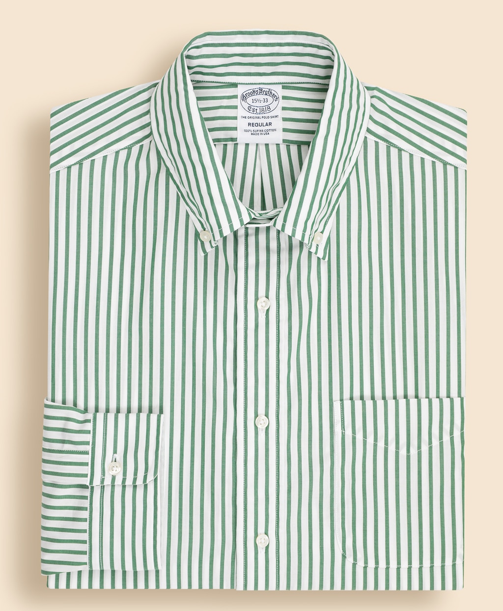 【BD125周年プリント対象メンズドレスシャツ】 スーピマコットン ボールドストライプ ドレスシャツ Regular Fit Made in USA3