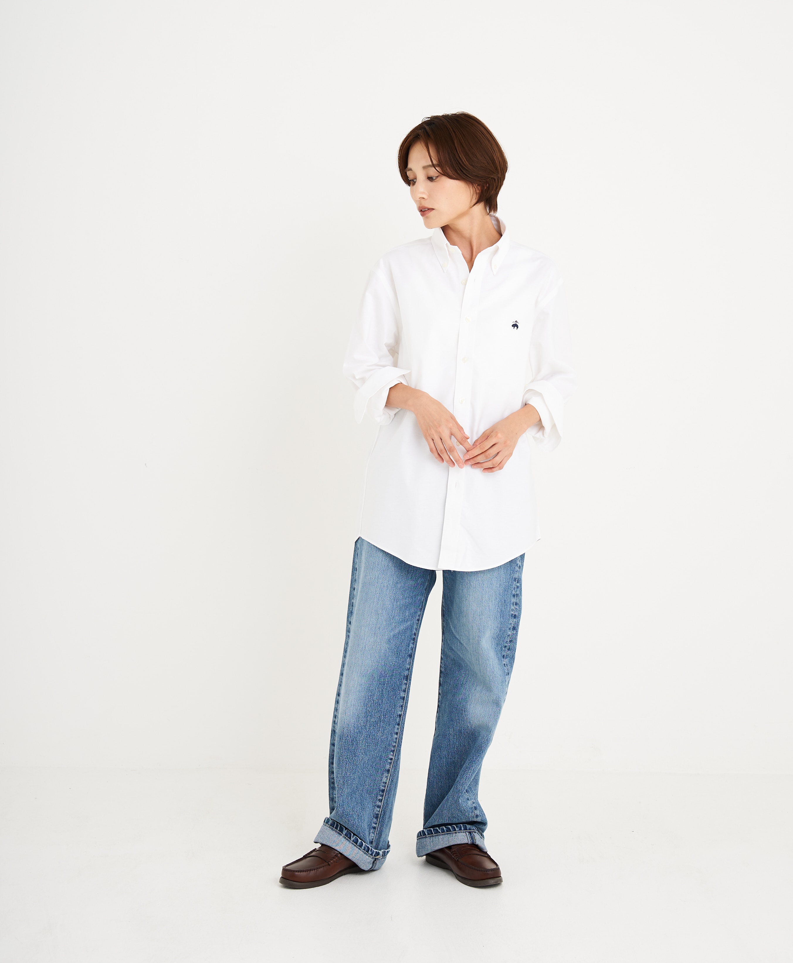【BD125周年プリント対象GFロゴ入りメンズシャツ】 ノンアイロン ストレッチオックスフォード GFロゴ スポーツシャツ Regular Fit14