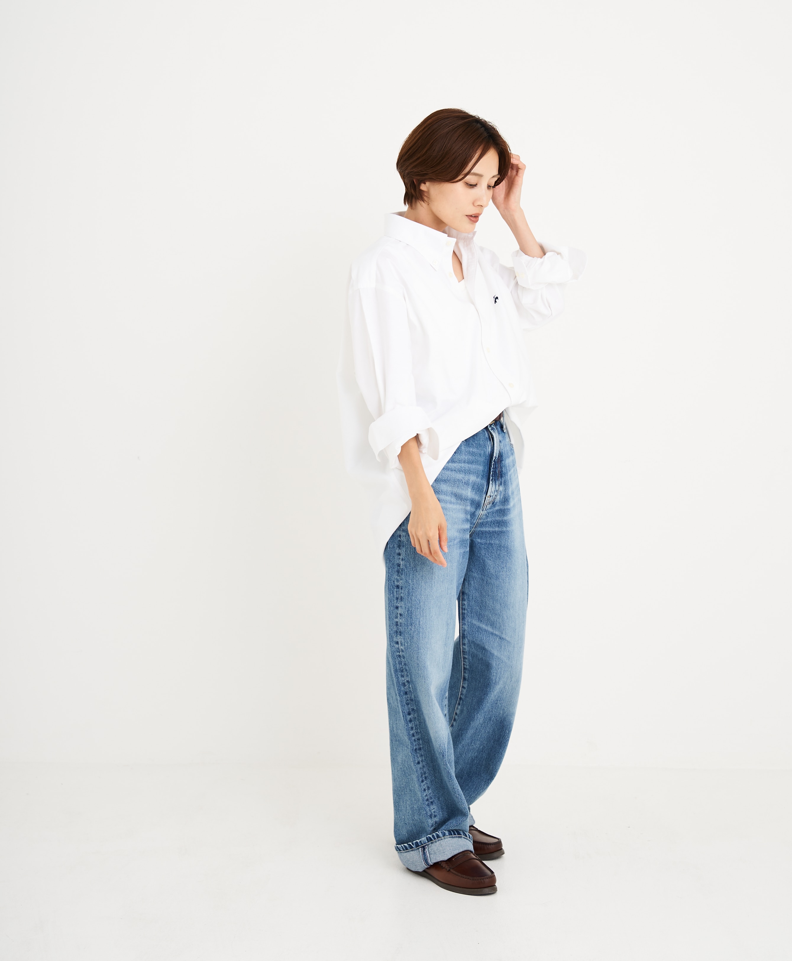 【BD125周年プリント対象GFロゴ入りメンズシャツ】 ノンアイロン ストレッチオックスフォード GFロゴ スポーツシャツ Regular Fit20