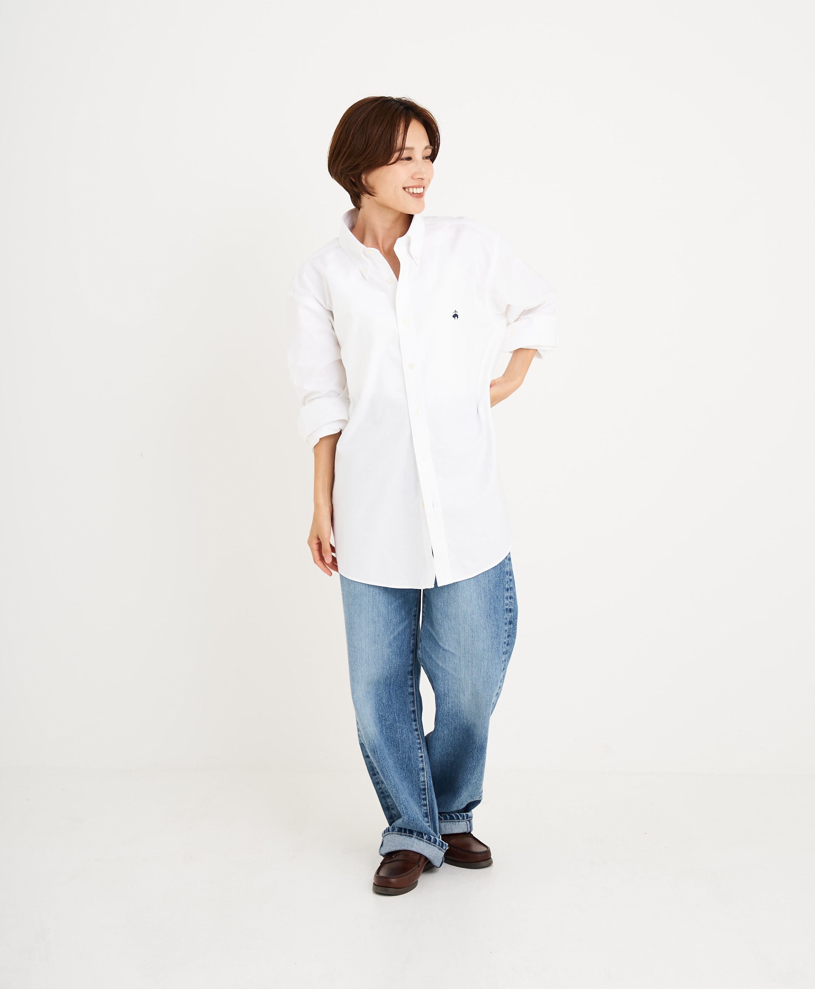 【BD125周年プリント対象GFロゴ入りメンズシャツ】 ノンアイロン ストレッチオックスフォード GFロゴ スポーツシャツ Regular Fit21
