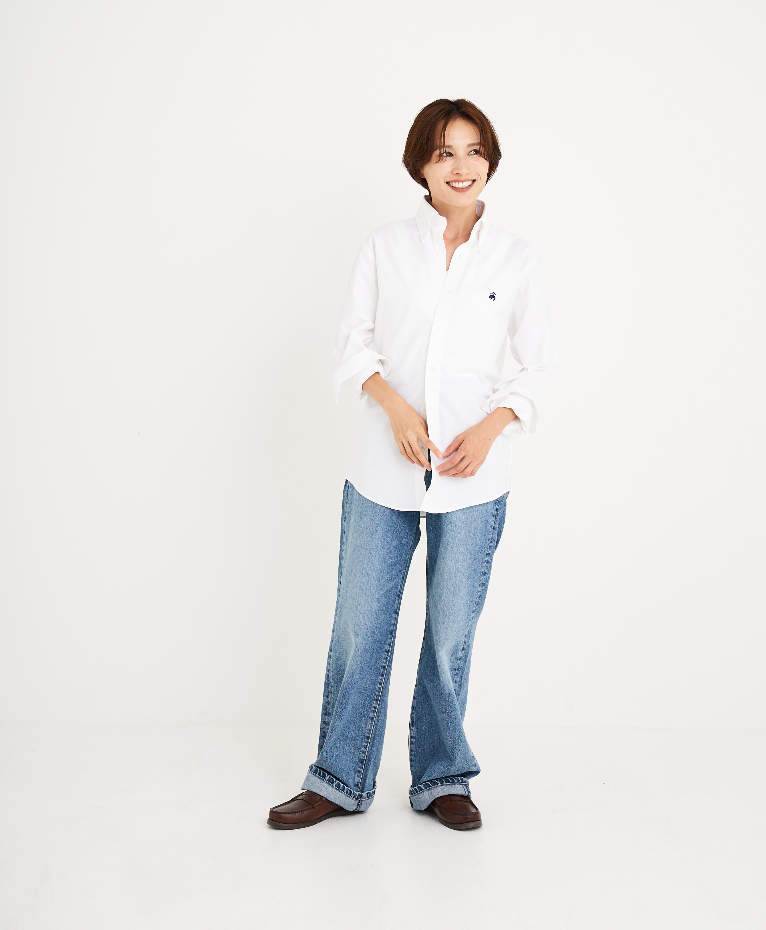 【BD125周年プリント対象GFロゴ入りメンズシャツ】 ノンアイロン ストレッチオックスフォード GFロゴ スポーツシャツ Regular Fit11
