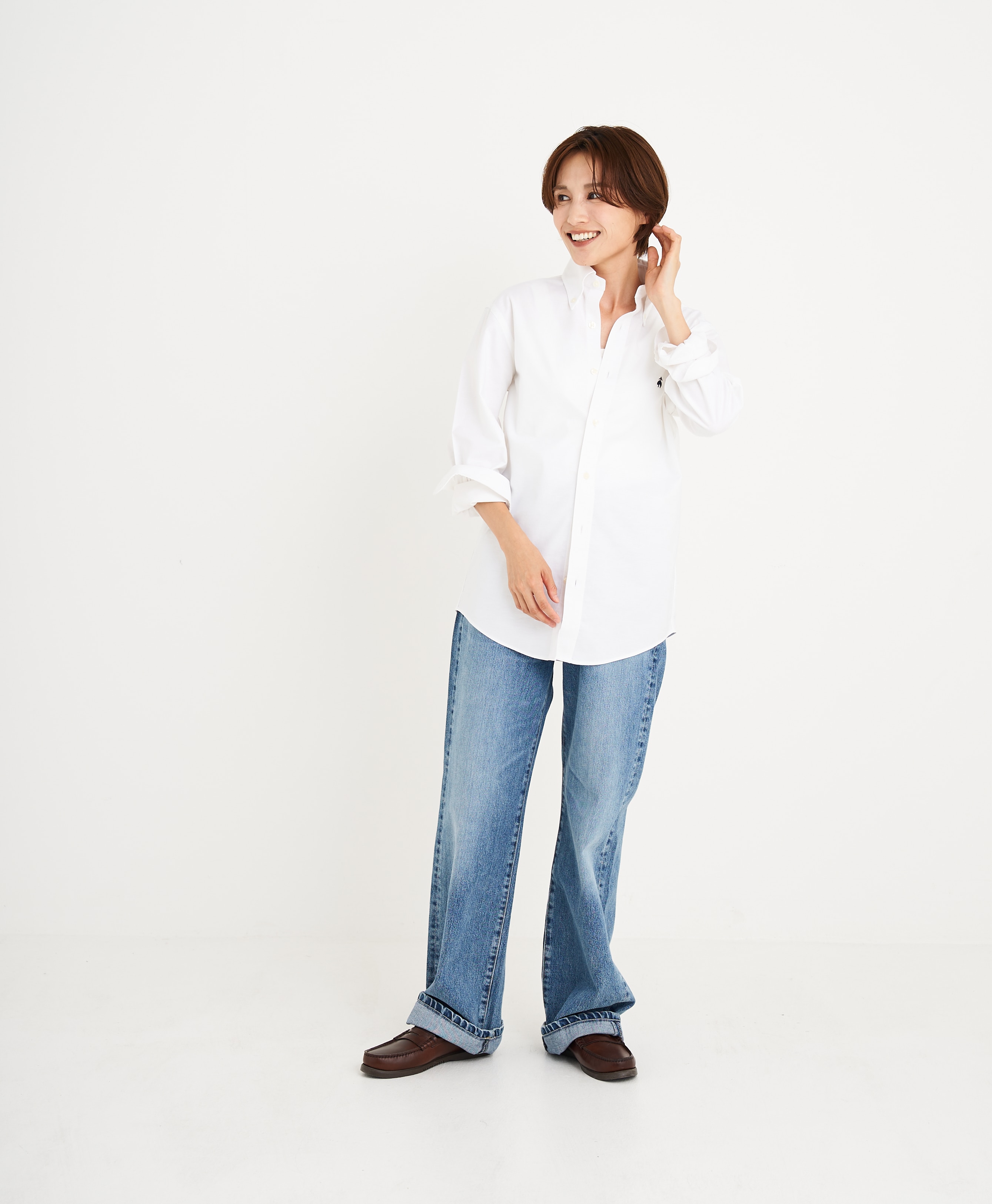 【BD125周年プリント対象GFロゴ入りメンズシャツ】 ノンアイロン ストレッチオックスフォード GFロゴ スポーツシャツ Regular Fit12