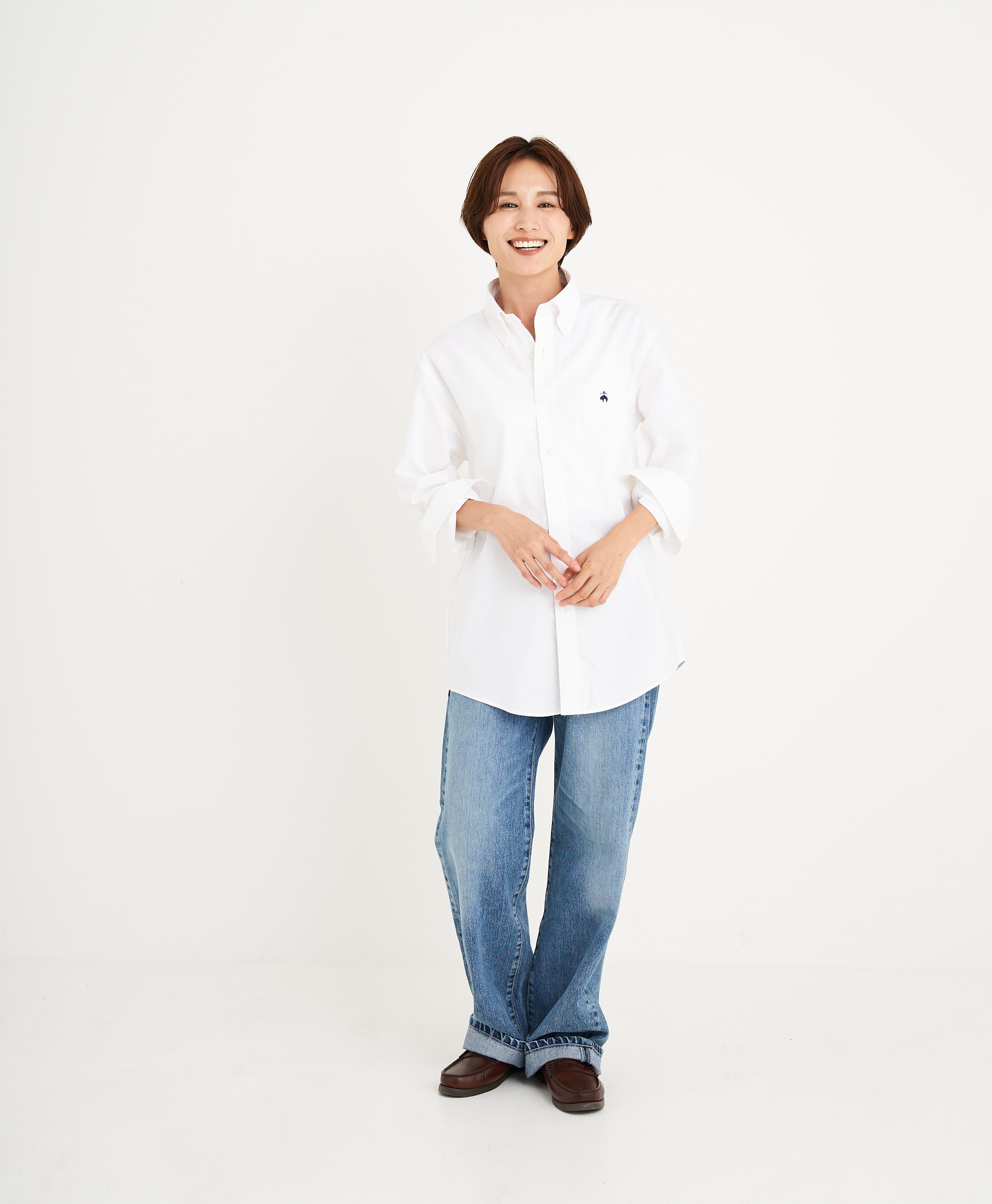 【BD125周年プリント対象GFロゴ入りメンズシャツ】 ノンアイロン ストレッチオックスフォード GFロゴ スポーツシャツ Regular Fit15