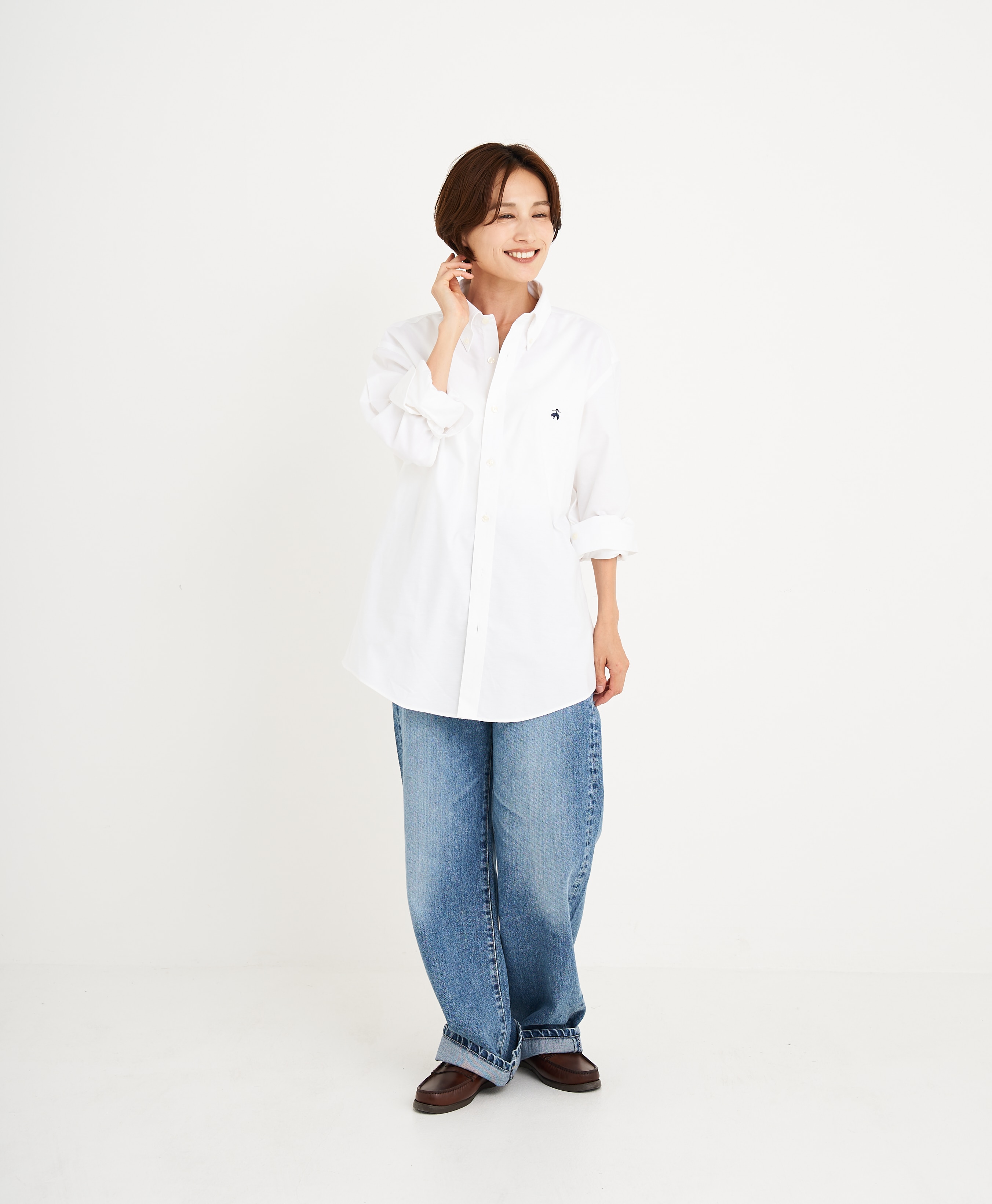 【BD125周年プリント対象GFロゴ入りメンズシャツ】 ノンアイロン ストレッチオックスフォード GFロゴ スポーツシャツ Regular Fit17