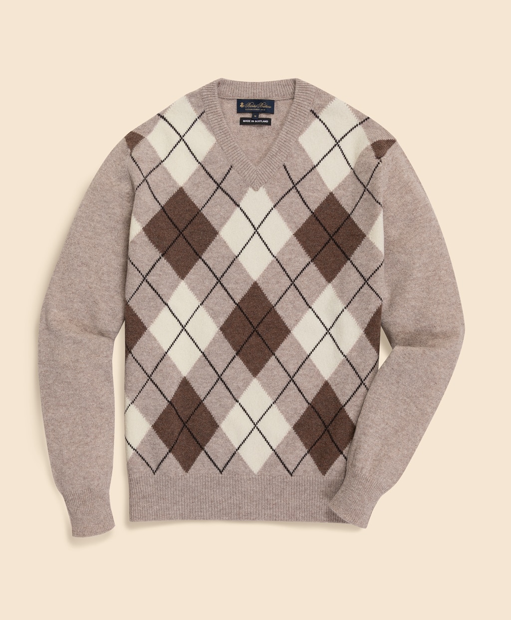 ウール　アーガイル　Vネックセーター　Made in UK