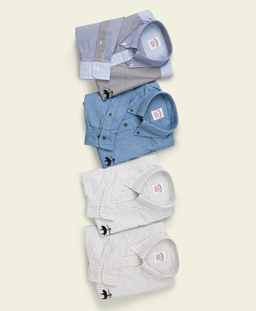 ◆オンラインストア限定◆ コットンオックスフォード ビッグGFロゴ オルタネイトストライプ スポーツシャツ Traditional Fit5