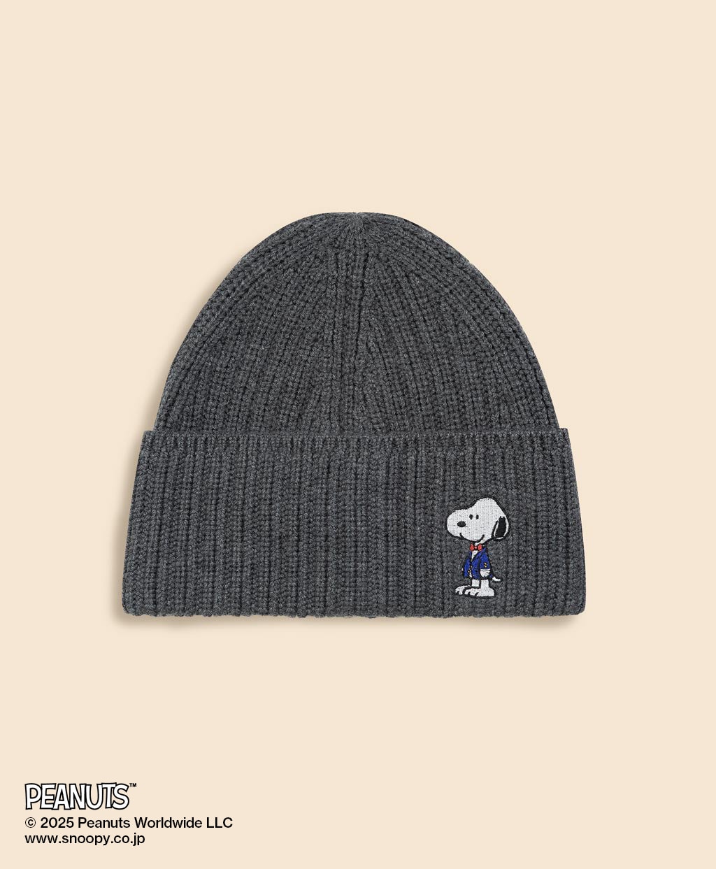 Brooks Brothers × PEANUTS　ウール　スヌーピーエンブロイダリー　リブニットキャップ