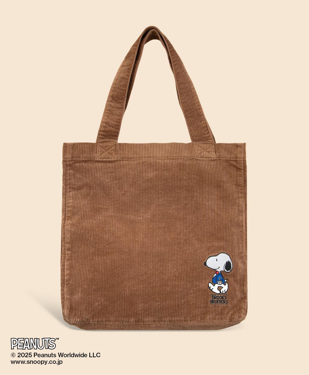 Brooks Brothers × PEANUTS　コーデュロイ　スヌーピーエンブロイダリー　トートバッグ