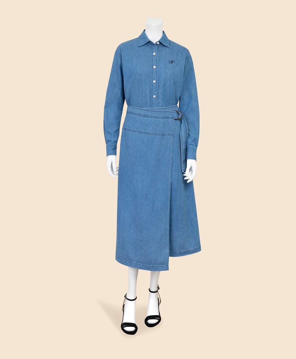 【Double B Collection】 コットン　ライトウェイトデニム　BBロゴ　フェイクラップスカート4