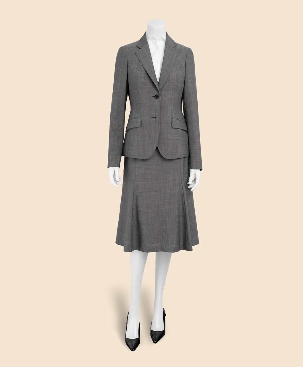 ポリエステル/ウール　ピンヘッド　フレアスカート4