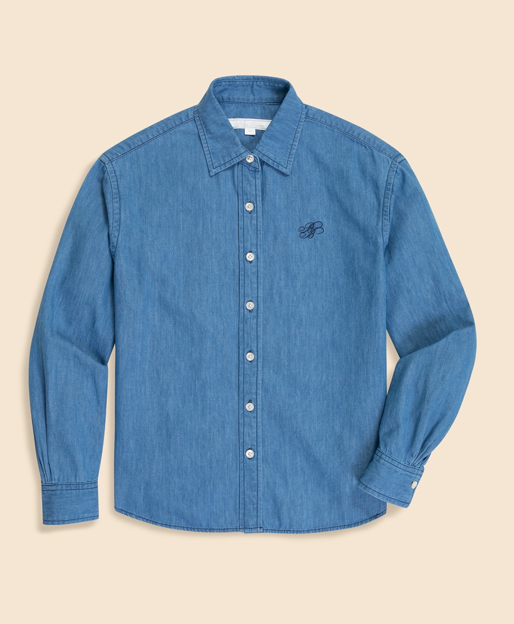 【Double B Collection】 コットン　ライトウェイトデニム　BBロゴ　オーバーサイズシャツ1