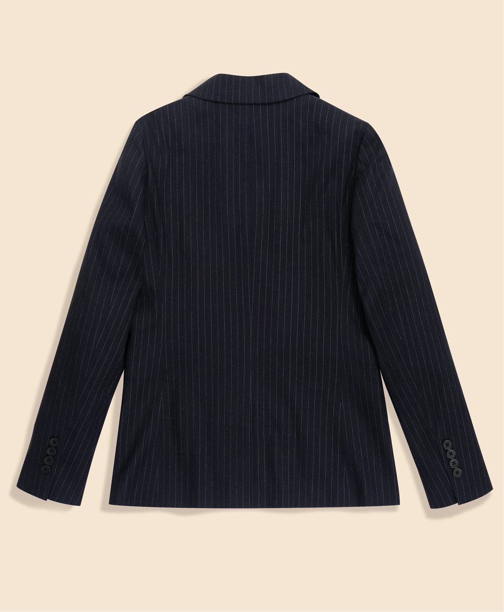 リネンブレンド　ピンストライプ　ダブル4ボタン　ピークトラペルジャケット2