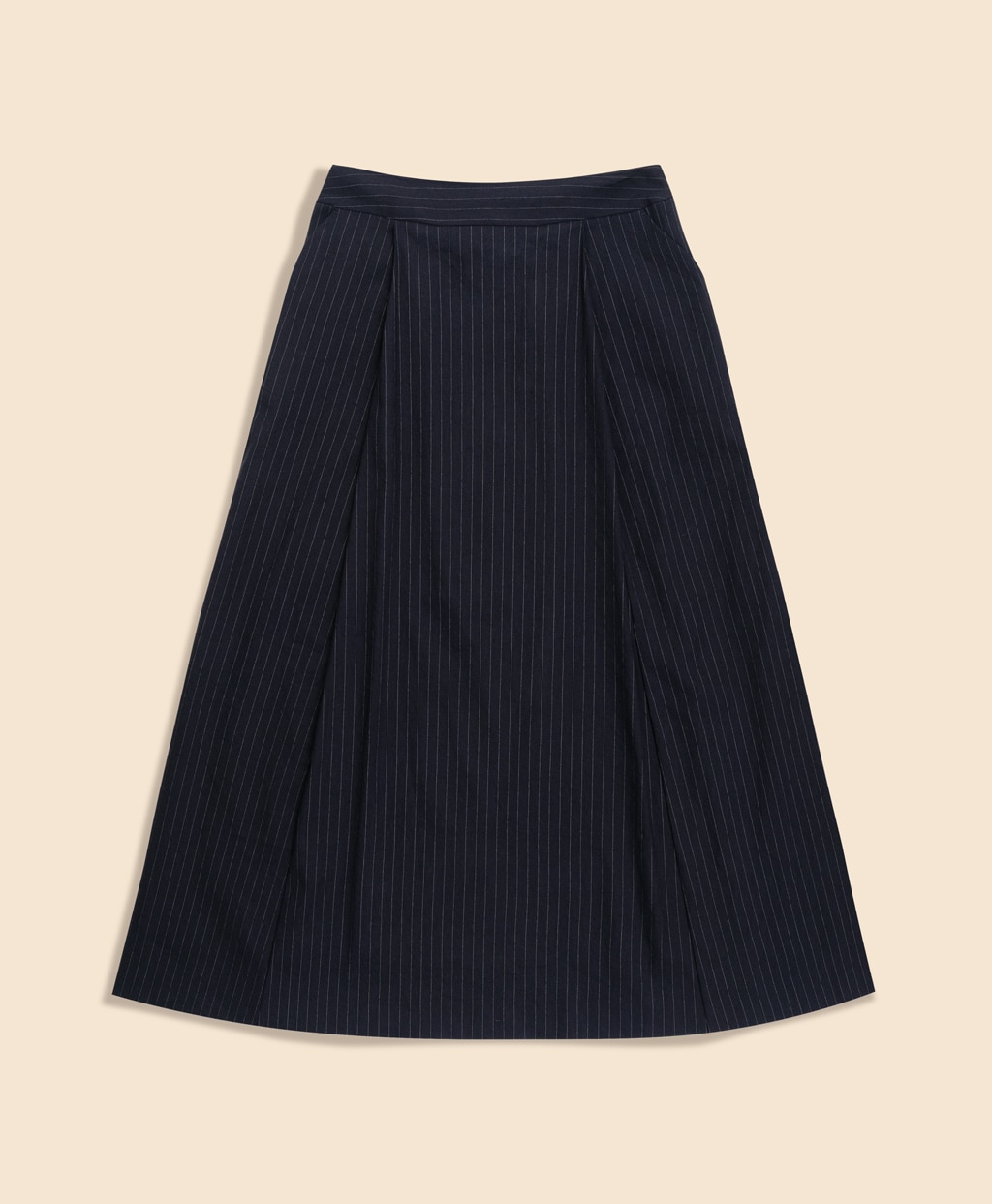 リネンブレンド　ピンストライプ　フレアスカート1