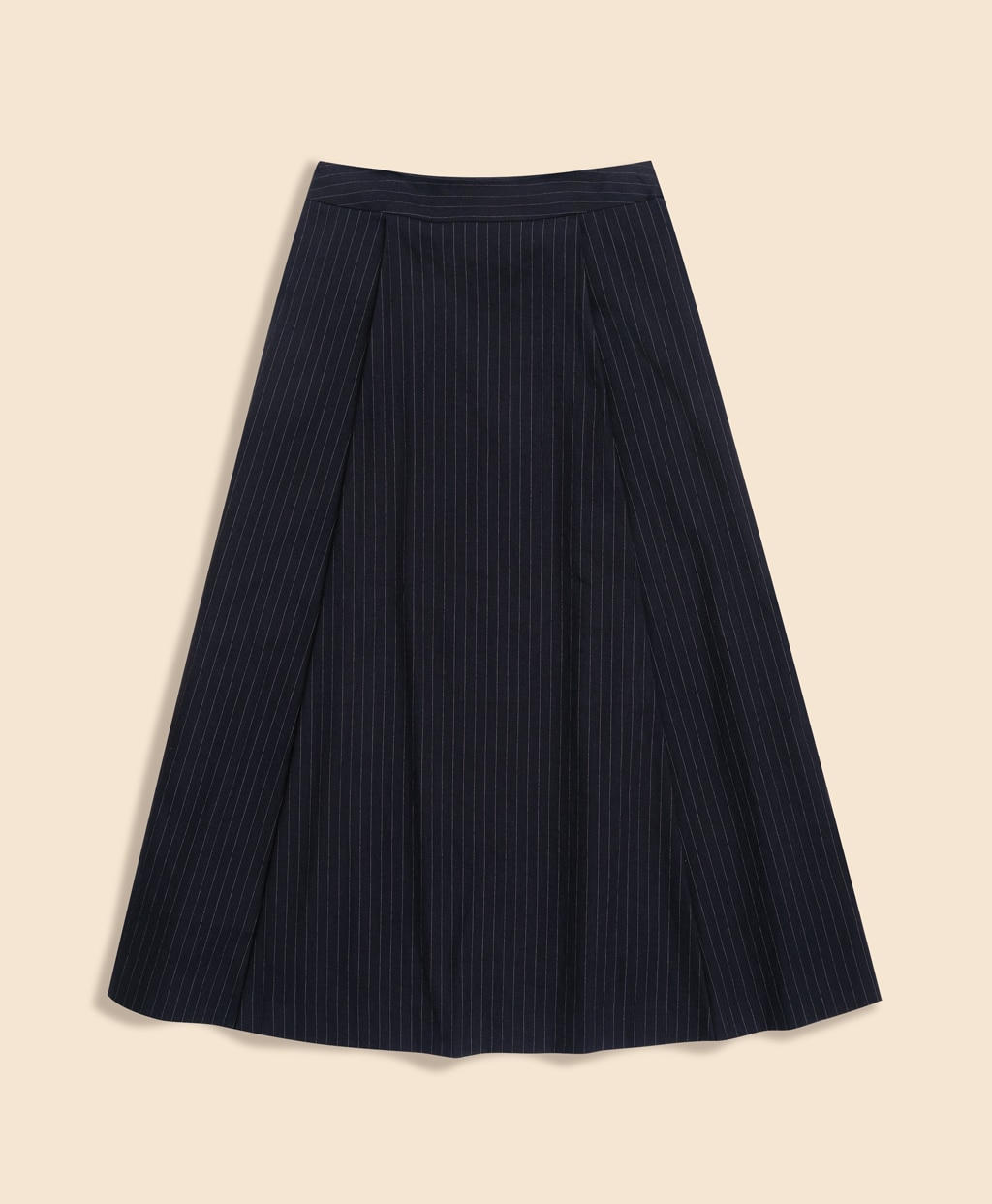 リネンブレンド　ピンストライプ　フレアスカート2