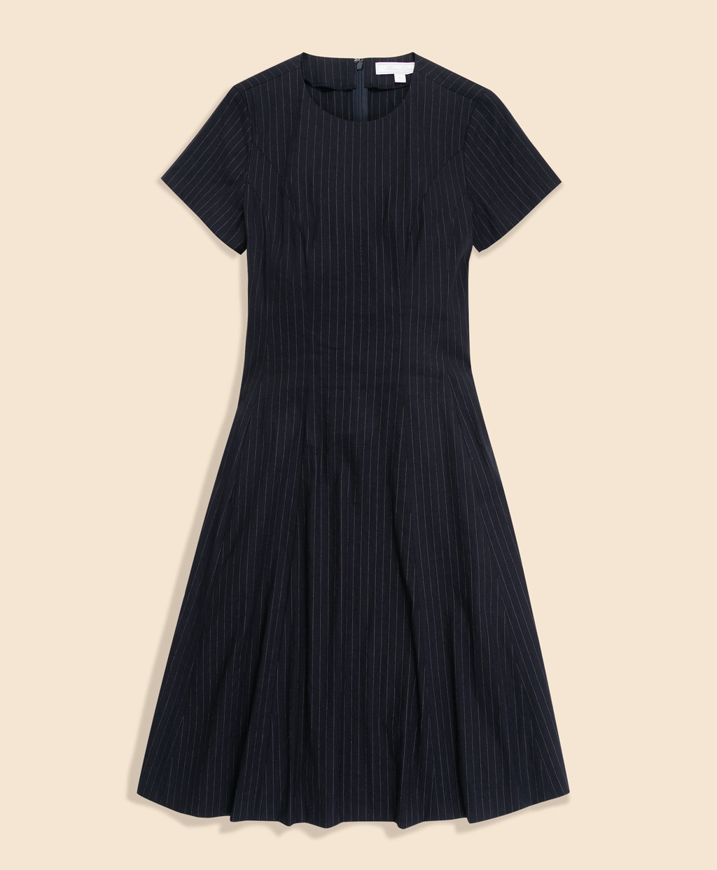 リネンブレンド　ピンストライプ　ショートスリーブドレス1