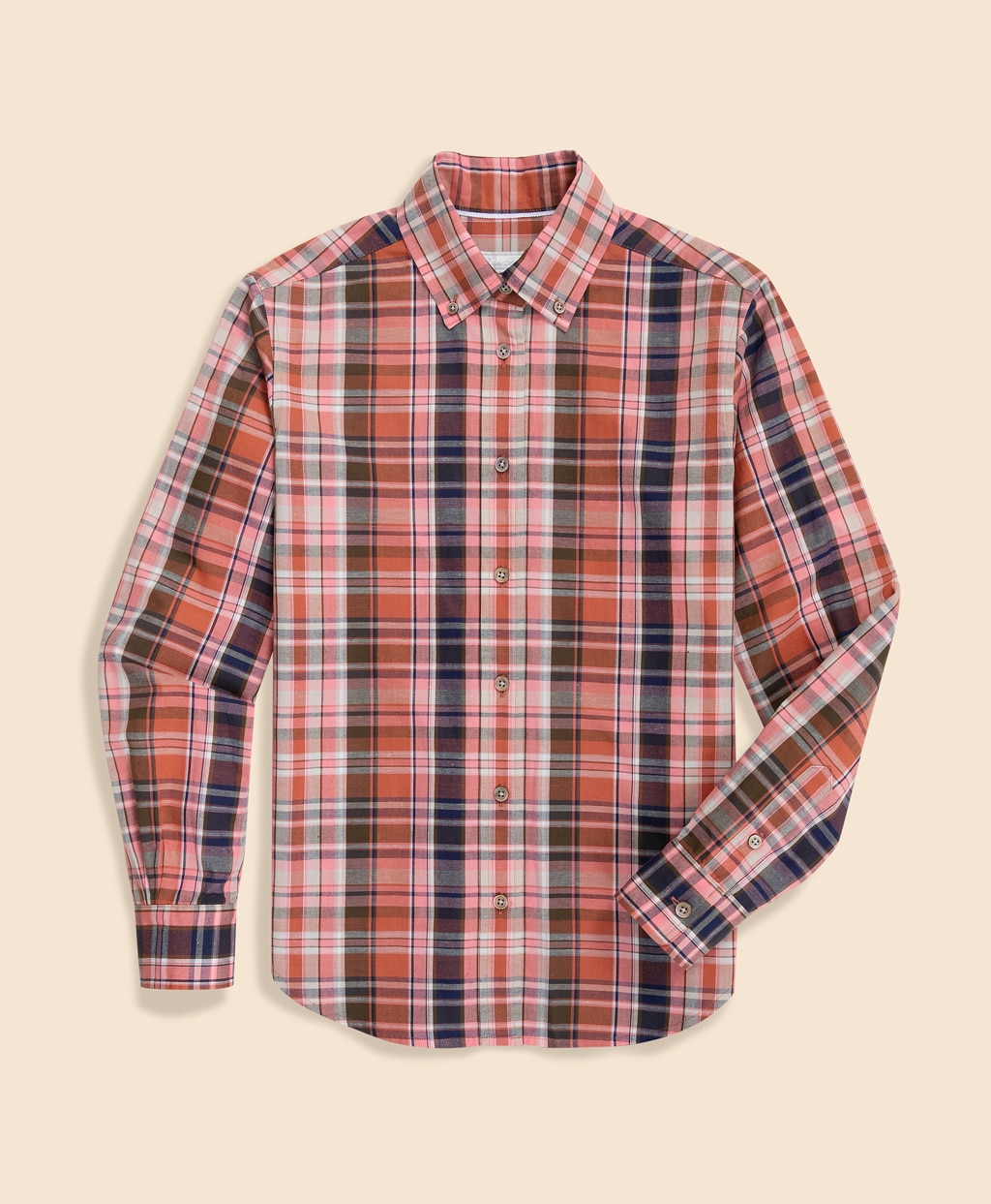 コットン／リネン　マドラスチェック　シャツ1