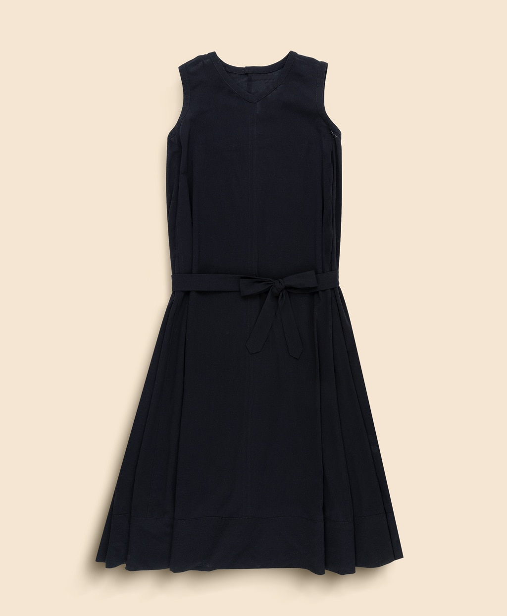 コットンボイル　リラックスフィット　Vネック　ノースリーブ　ロングドレス1