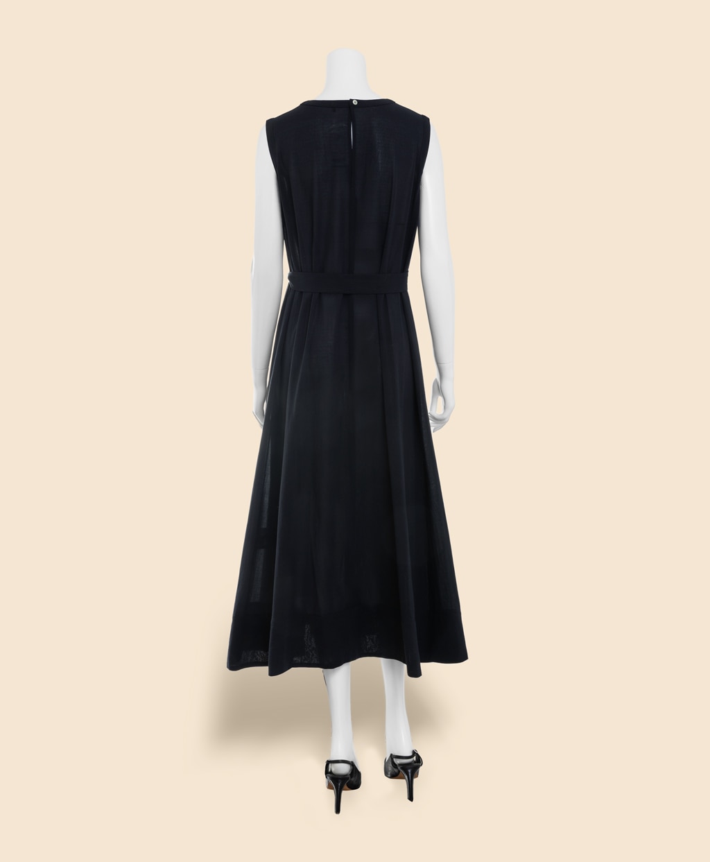 コットンボイル　リラックスフィット　Vネック　ノースリーブ　ロングドレス3