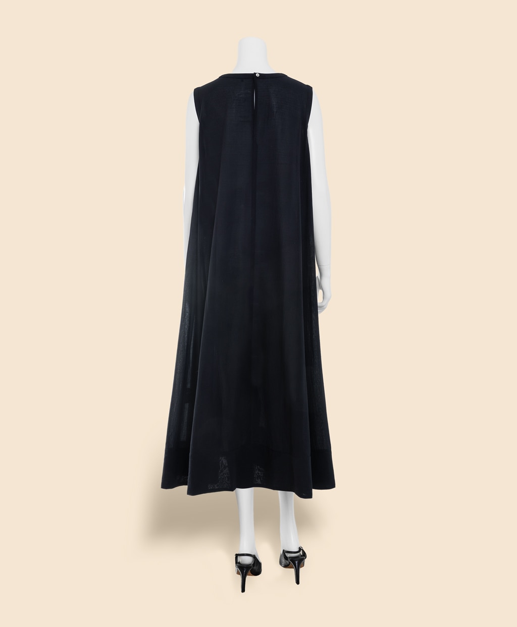 コットンボイル　リラックスフィット　Vネック　ノースリーブ　ロングドレス5