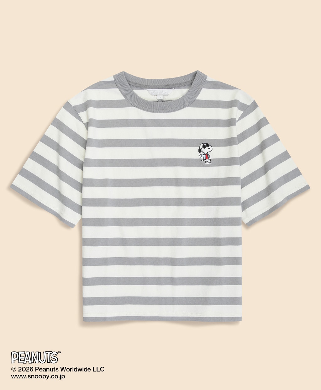 Brooks Brothers × PEANUTS　コットン　スヌーピーエンブロイダリー　マリナーストライプ　Tシャツ1
