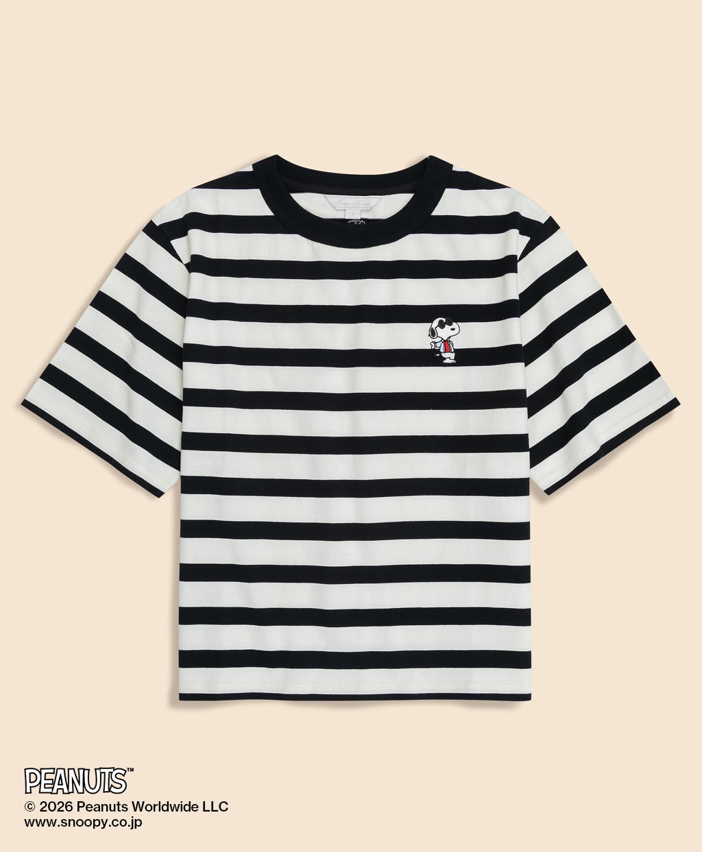 Brooks Brothers × PEANUTS　コットン　スヌーピーエンブロイダリー　マリナーストライプ　Tシャツ1