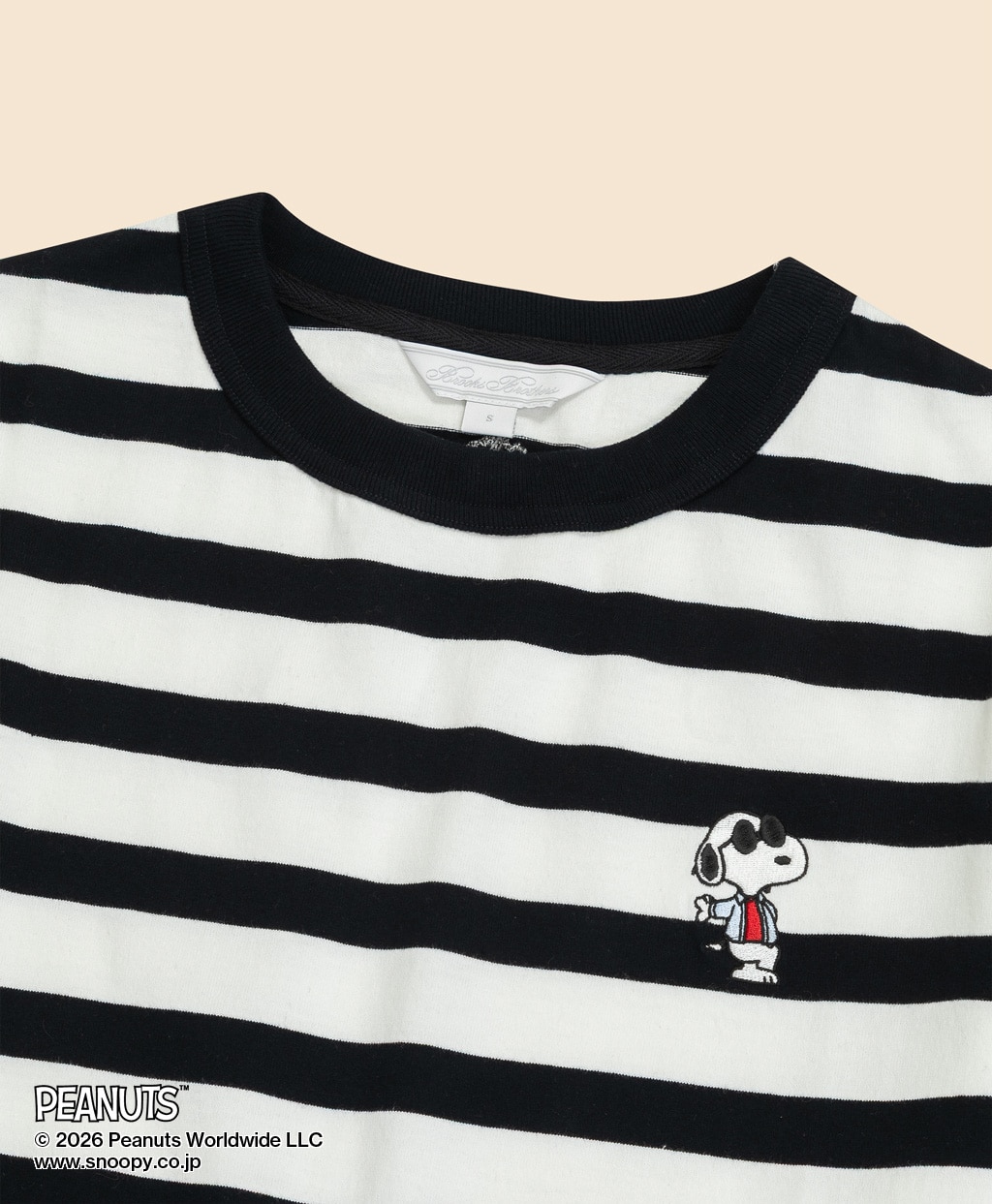 Brooks Brothers × PEANUTS　コットン　スヌーピーエンブロイダリー　マリナーストライプ　Tシャツ2
