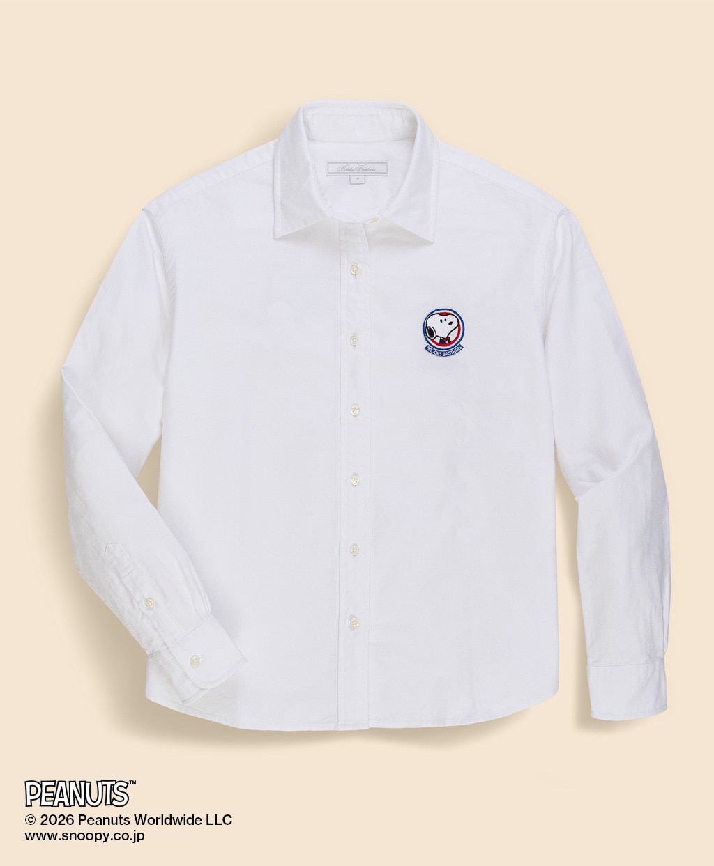 Brooks Brothers × PEANUTS　オックスフォード　スヌーピーエンブレム　クロップドシャツ1