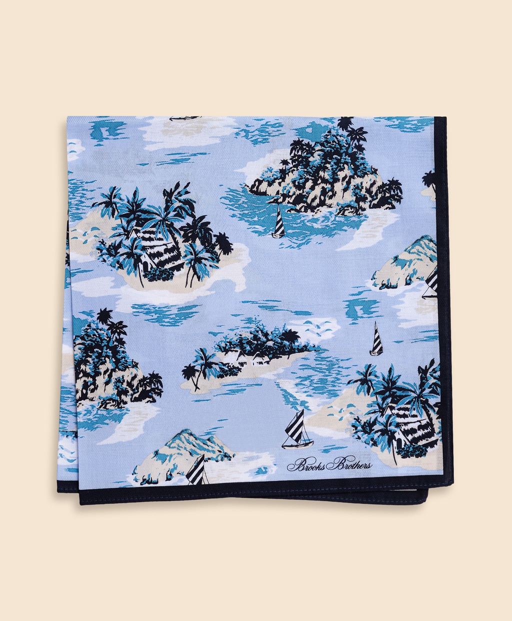 コットン　アイランドプリント　ハンカチ1