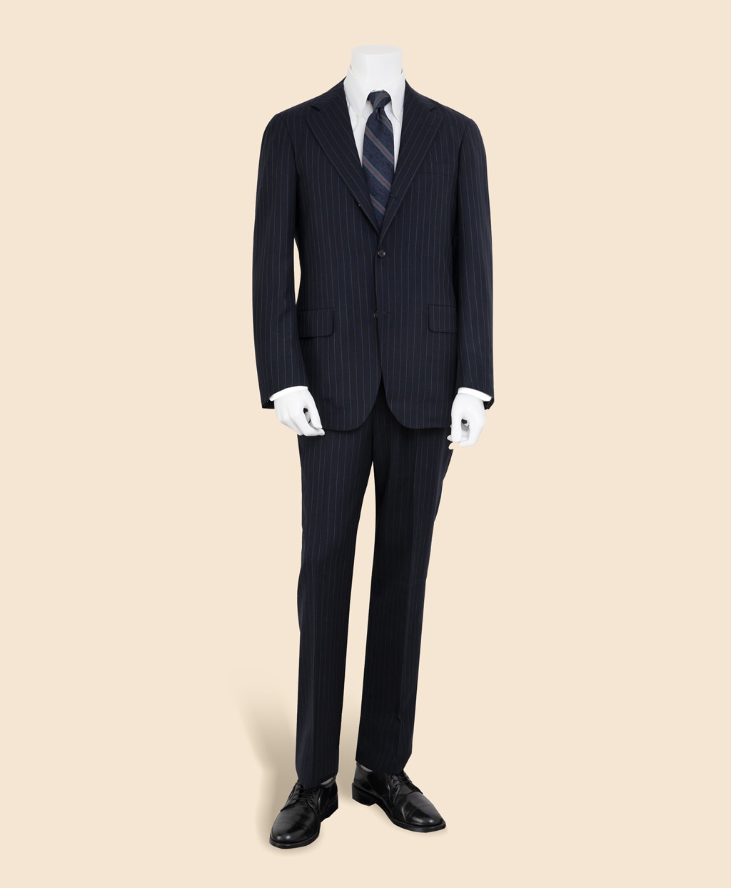 リプロダクト　ウール　ハイツイスト　ピンストライプ　段返り３釦　No.1サックスーツ　Made by RING JACKET2