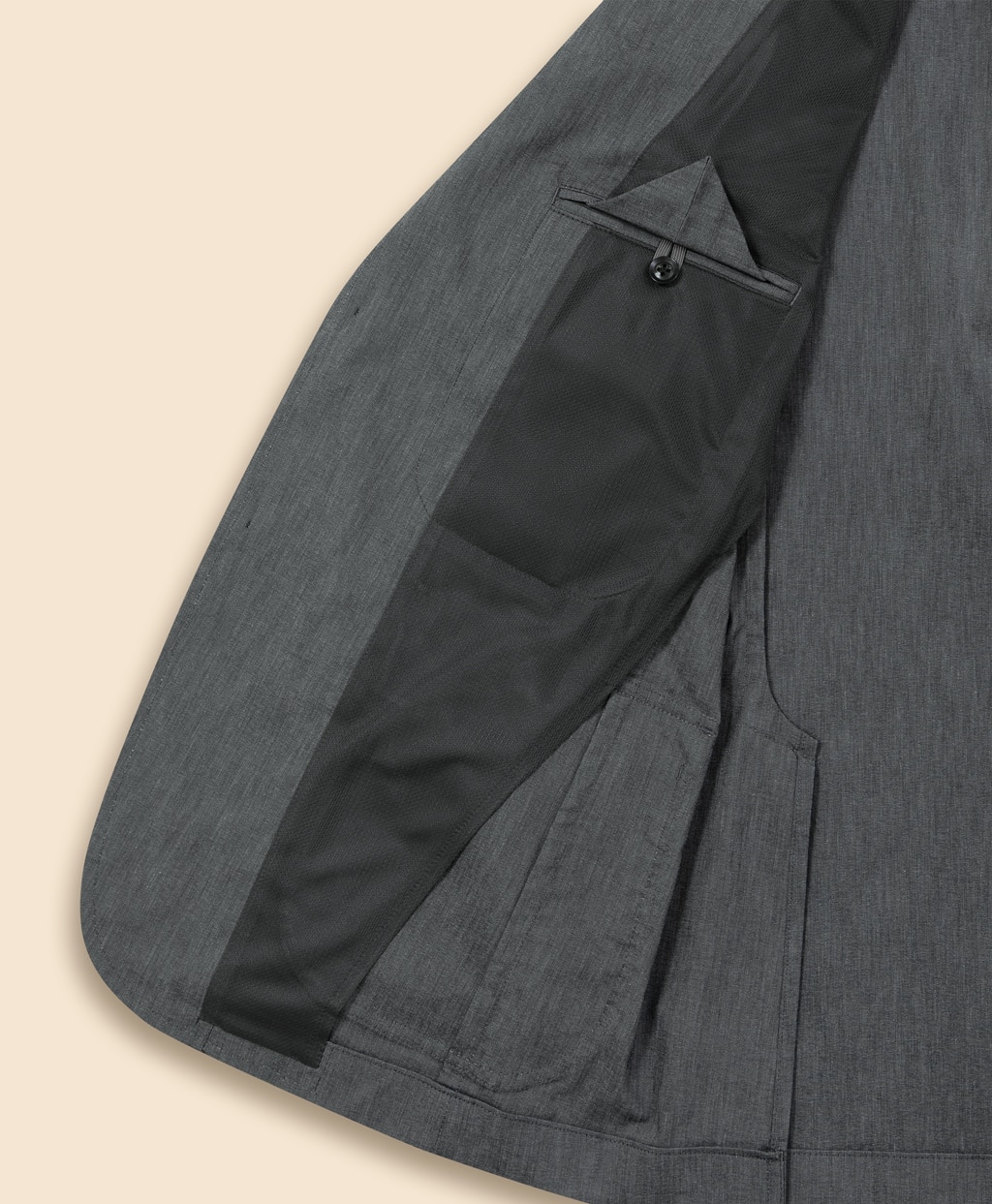 コットンブレンド　ウォッシャブル　段返り３釦アンコンジャケット　TOKYO model5