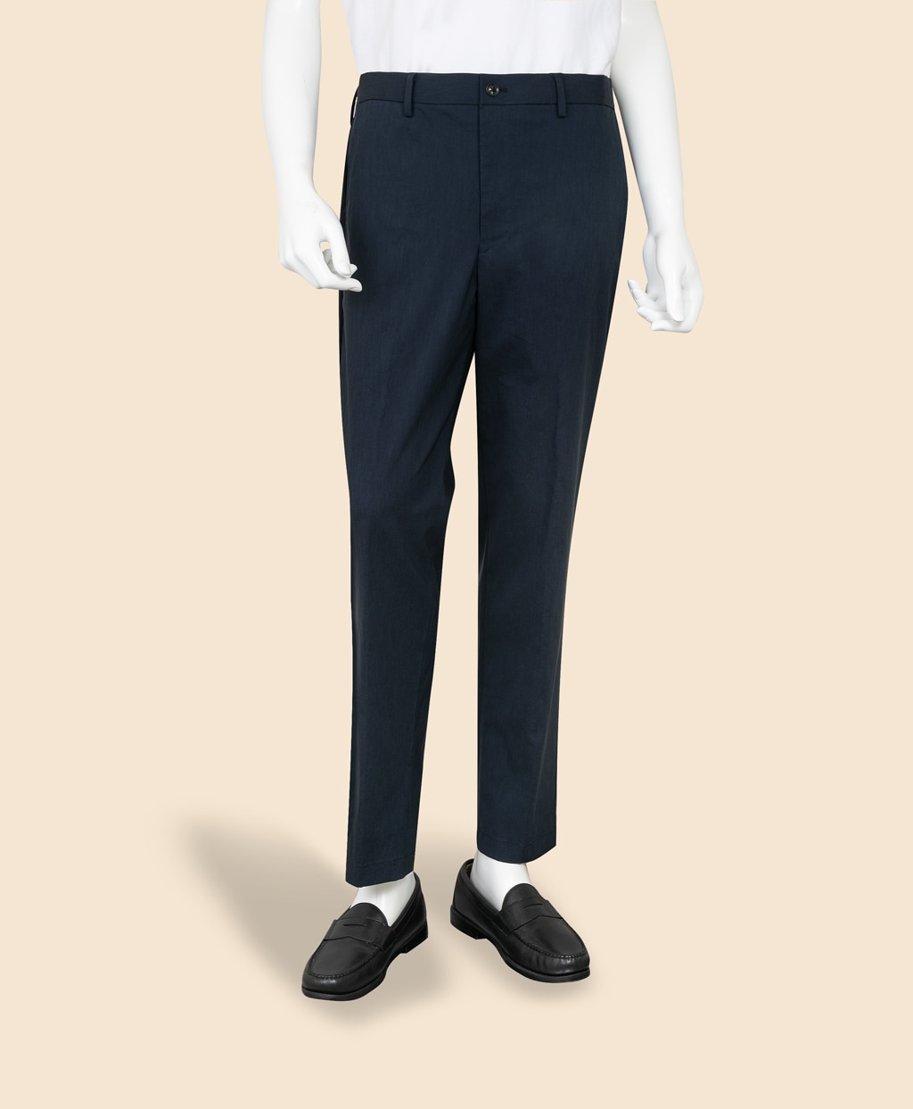 コットンブレンド　ウォッシャブル　プレーンフロント　トラウザーズ　TOKYO model4