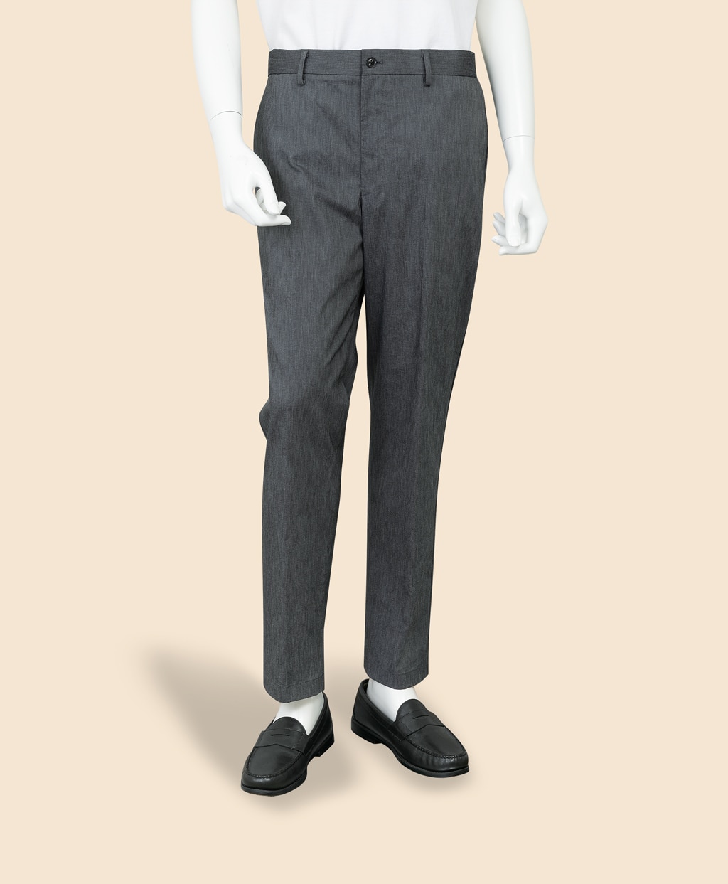 コットンブレンド　ウォッシャブル　プレーンフロント　トラウザーズ　TOKYO model4