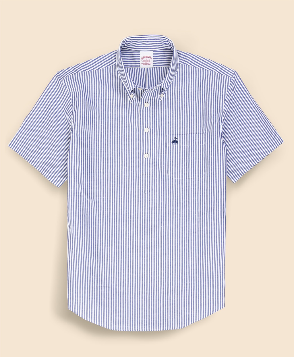 コットン／リネン　GFロゴ　ストライプ　ショートスリーブ　プルオーバーシャツ1