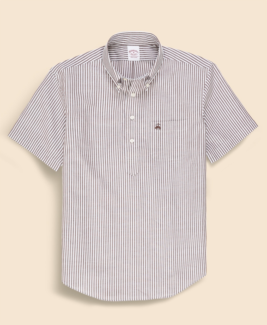 コットン／リネン　GFロゴ　ストライプ　ショートスリーブ　プルオーバーシャツ1