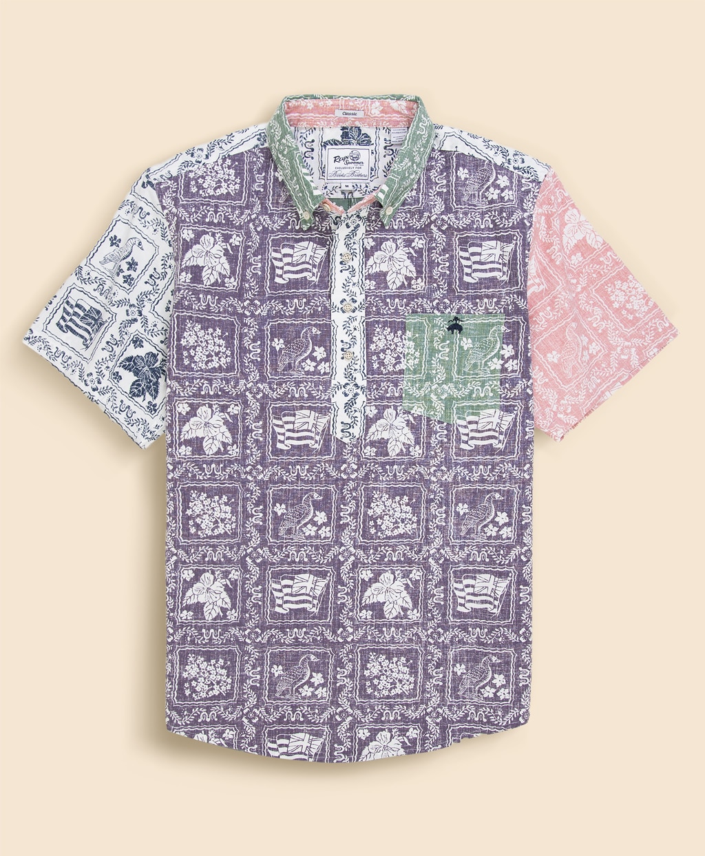 Brooks Brothers×Reyn Spooner　コットン／ポリエステル　プルオーバー　ファン　アロハシャツ1