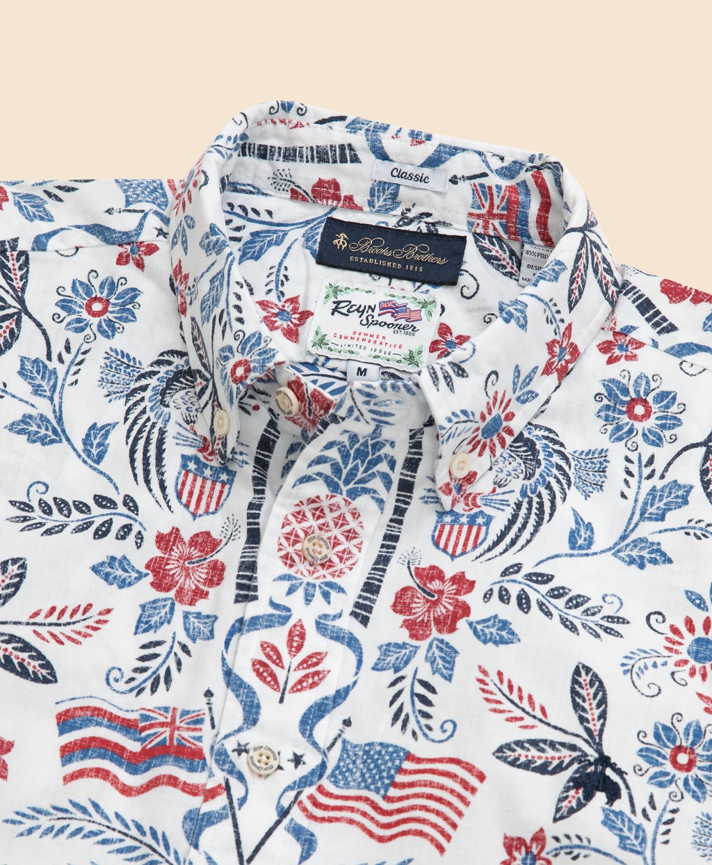 【アメリカ建国250th記念】 Brooks Brothers × Reyn Spooner　コットン／ポリエステル　ボタンダウン　アロハシャツ2