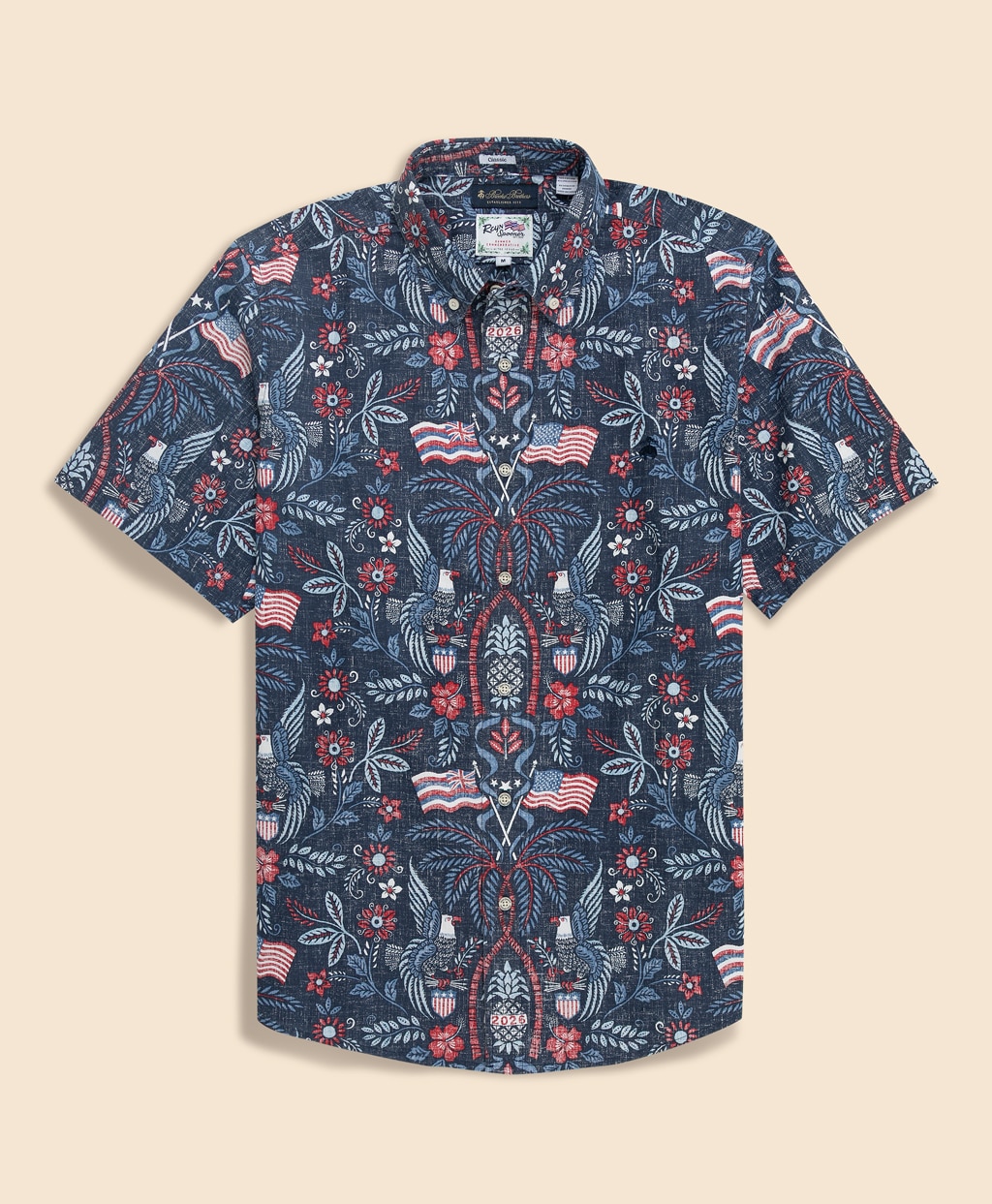 【アメリカ建国250th記念】 Brooks Brothers × Reyn Spooner　コットン／ポリエステル　ボタンダウン　アロハシャツ1